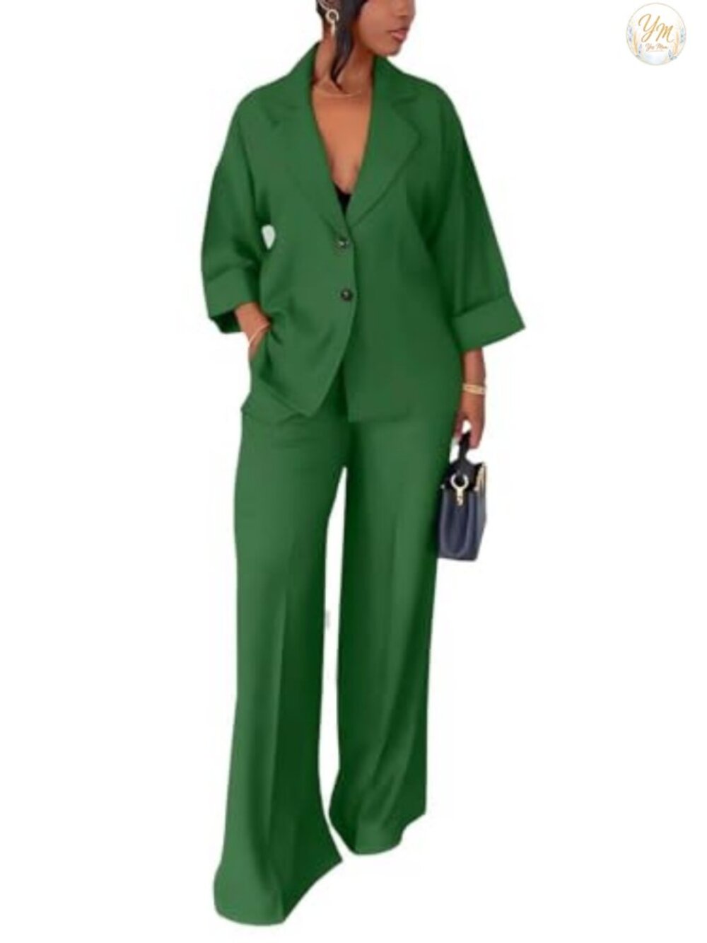 Women's 2-Piece Blazer and Wide Leg Pants Suit Set